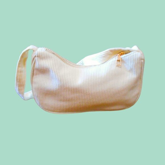 Corduroy Cream Shoulder Bag – Minimalist Chic Everyday Purse - Picture 4 of 5